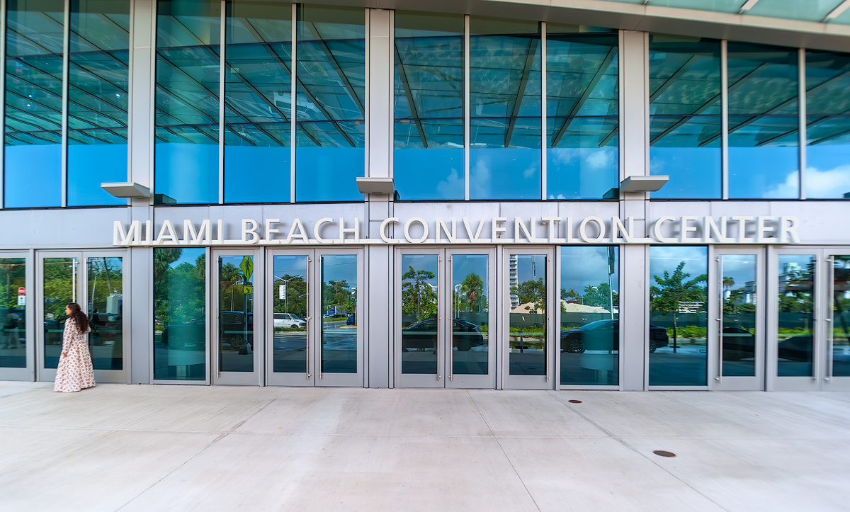 Miami Beach Convention Center main entrance on Convention Center Drive